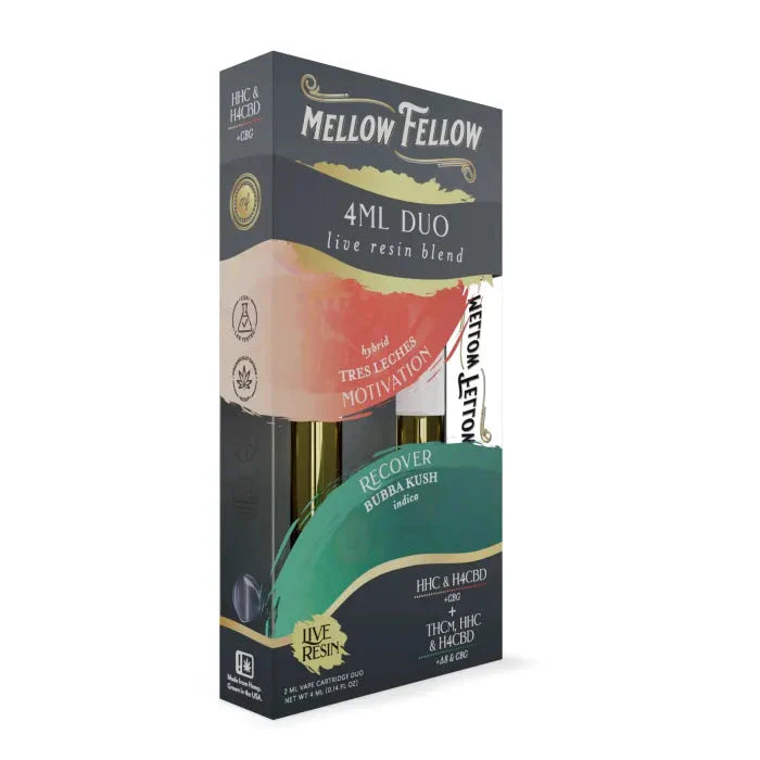 MELLOW FELLOW - DUO CARTS LIVE RESIN BLEND TRES LECHES & BUBBA KUSH 4ML